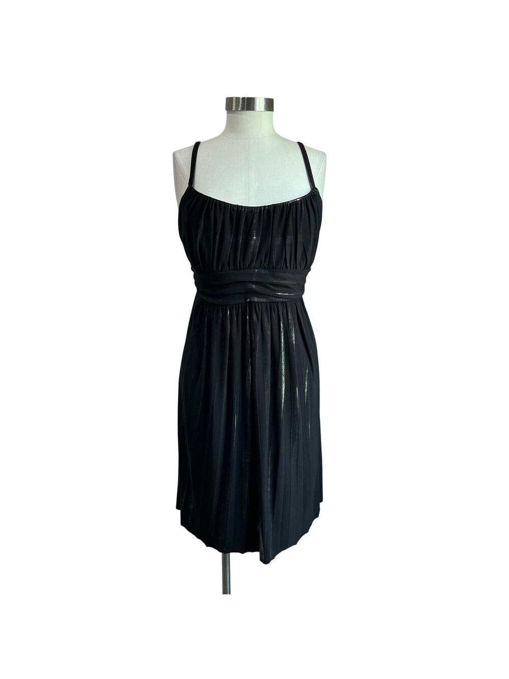 Deb Y2K Black Silver Babydoll Dress 1X Party Club Metallic Mini Plus‎ Size